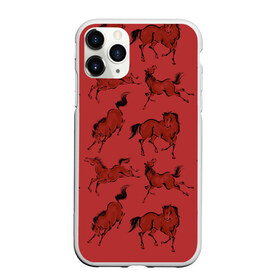 Чехол для iPhone 11 Pro Max матовый с принтом красные кони в Петрозаводске, Силикон |  | животные | конный спорт | конь | лошадь | наездник | спорт