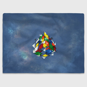 Плед 3D с принтом Кубик Рубика в Петрозаводске, 100% полиэстер | закругленные углы, все края обработаны. Ткань не мнется и не растягивается | mathematica | кубик | магия. формулы | математика | наука | рубика | соберись | технарь