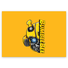 Поздравительная открытка с принтом Transformers Bumblebee в Петрозаводске, 100% бумага | плотность бумаги 280 г/м2, матовая, на обратной стороне линовка и место для марки
 | Тематика изображения на принте: bumblebee | transformers | автоботы | бамблби | мегатрон | оптимус прайм | роботы | трансформеры