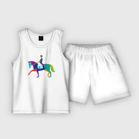 Детская пижама с шортами хлопок с принтом Всадник на коне в Петрозаводске,  |  | животные | конный спорт | конь | лошадь | наездник | спорт | стикер