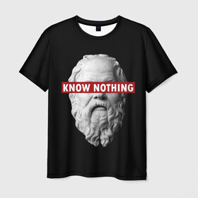 Мужская футболка 3D с принтом Ничего Не Знаю в Петрозаводске, 100% полиэфир | прямой крой, круглый вырез горловины, длина до линии бедер | supreme | греция | картинка | прикол | прикольна | сократ | статуя | супреме | суприм | суприме | философ | философия
