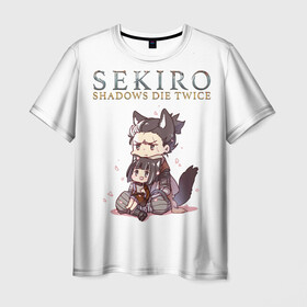 Мужская футболка 3D с принтом Sekiro:Shadows Die Twice в Петрозаводске, 100% полиэфир | прямой крой, круглый вырез горловины, длина до линии бедер | action | game | japan | sekiro shadows die twice | wolf | воин | волк | игра | сенгоку | экшен | япония