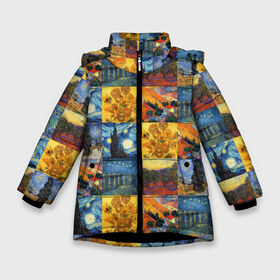 Зимняя куртка для девочек 3D с принтом Картины Ван Гога в Петрозаводске, ткань верха — 100% полиэстер; подклад — 100% полиэстер, утеплитель — 100% полиэстер. | длина ниже бедра, удлиненная спинка, воротник стойка и отстегивающийся капюшон. Есть боковые карманы с листочкой на кнопках, утяжки по низу изделия и внутренний карман на молнии. 

Предусмотрены светоотражающий принт на спинке, радужный светоотражающий элемент на пуллере молнии и на резинке для утяжки. | Тематика изображения на принте: i cant hear the haters | van gogh | ван гог | ван гоги | звездная ночь | ирисы | картины ван гог | картины ван гога | пшеничное поле с кипарисами | солнечный лучик | художник