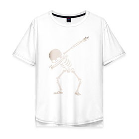 Мужская футболка хлопок Oversize с принтом DAB Skeleton в Петрозаводске, 100% хлопок | свободный крой, круглый ворот, “спинка” длиннее передней части | 