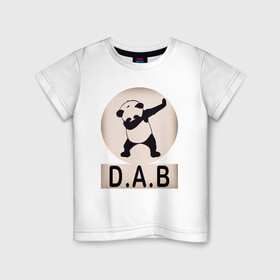 Детская футболка хлопок с принтом DAB Panda в Петрозаводске, 100% хлопок | круглый вырез горловины, полуприлегающий силуэт, длина до линии бедер | best | dab | dabbig | dance | freedom | hip hop | music | panda | rap | даб | даббинг | животные | крутой | лучший | медведь | музыка | панда | рэп | рэпер | свобода | танец | хип хоп