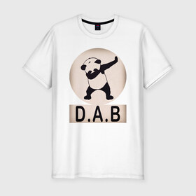 Мужская футболка хлопок Slim с принтом DAB Panda в Петрозаводске, 92% хлопок, 8% лайкра | приталенный силуэт, круглый вырез ворота, длина до линии бедра, короткий рукав | best | dab | dabbig | dance | freedom | hip hop | music | panda | rap | даб | даббинг | животные | крутой | лучший | медведь | музыка | панда | рэп | рэпер | свобода | танец | хип хоп