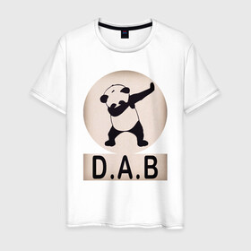 Мужская футболка хлопок с принтом DAB Panda в Петрозаводске, 100% хлопок | прямой крой, круглый вырез горловины, длина до линии бедер, слегка спущенное плечо. | best | dab | dabbig | dance | freedom | hip hop | music | panda | rap | даб | даббинг | животные | крутой | лучший | медведь | музыка | панда | рэп | рэпер | свобода | танец | хип хоп