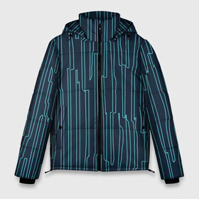 Мужская зимняя куртка 3D с принтом Стильный узор в Петрозаводске, верх — 100% полиэстер; подкладка — 100% полиэстер; утеплитель — 100% полиэстер | длина ниже бедра, свободный силуэт Оверсайз. Есть воротник-стойка, отстегивающийся капюшон и ветрозащитная планка. 

Боковые карманы с листочкой на кнопках и внутренний карман на молнии. | абстрактное | голубое | полоса | полосы | синее | узор | узоры | чёрное | эфемерное