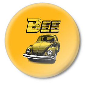 Значок с принтом Transformers Bee в Петрозаводске,  металл | круглая форма, металлическая застежка в виде булавки | bumblebee | transformers | автоботы | бамблби | мегатрон | оптимус прайм | роботы | трансформеры