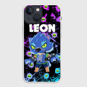 Чехол для iPhone 13 mini с принтом BRAWL STARS ОБОРОТЕНЬ LEON. в Петрозаводске,  |  | brawl stars | leon | moba | pattern | бравл старс | брызги | брызги красок | жанр | игра | леон | оборотень | оборотень leon | паттерн | череп | черепа