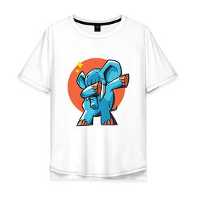 Мужская футболка хлопок Oversize с принтом Dab Elephant в Петрозаводске, 100% хлопок | свободный крой, круглый ворот, “спинка” длиннее передней части | best | dab | dabbig | dance | elephant | hip hop | music | rap | африка | даб | даббинг | животные | крутой | музыка | рэп | слон | слоник | танец | хип хоп