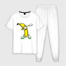 Мужская пижама хлопок с принтом Dab Banana в Петрозаводске, 100% хлопок | брюки и футболка прямого кроя, без карманов, на брюках мягкая резинка на поясе и по низу штанин
 | 