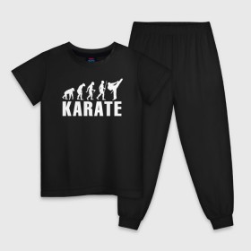 Детская пижама хлопок с принтом Karate Evolution в Петрозаводске, 100% хлопок |  брюки и футболка прямого кроя, без карманов, на брюках мягкая резинка на поясе и по низу штанин
 | боевое искусство | боец | карате | каратэ | каратэ боец | каратэ воин | каратэ до | карте кёкусинкай | кёкусинкай | киокусинкай | пустая рука | путь пустой руки | рука тан | самооборона