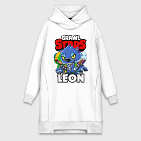 Платье-худи хлопок с принтом BRAWL STARS LEON в Петрозаводске,  |  | brawl stars | brawl stars leon | brawler | leon | shark | werewolf | акула | бравл старз | бравлер | леон | оборотень