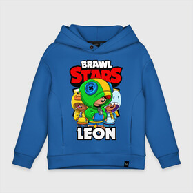 Детское худи Oversize хлопок с принтом BRAWL STARS LEON в Петрозаводске, френч-терри — 70% хлопок, 30% полиэстер. Мягкий теплый начес внутри —100% хлопок | боковые карманы, эластичные манжеты и нижняя кромка, капюшон на магнитной кнопке | brawl stars | brawl stars leon | brawler | leon | sally | shark | акула | бравл старз | бравлер | леон | салли