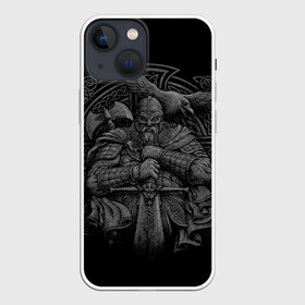 Чехол для iPhone 13 mini с принтом Викинг в Петрозаводске,  |  | викинг | воин | ворон | кельтские узоры | рисунок