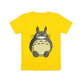 Детская футболка хлопок с принтом Тоторо в Петрозаводске, 100% хлопок | круглый вырез горловины, полуприлегающий силуэт, длина до линии бедер | anime | totoro | аниме | анимэ | монстр | монстрик | персонаж | существо | тоторо | хранитель