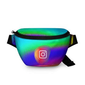 Поясная сумка 3D с принтом INSTAGRAM в Петрозаводске, 100% полиэстер | плотная ткань, ремень с регулируемой длиной, внутри несколько карманов для мелочей, основное отделение и карман с обратной стороны сумки застегиваются на молнию | insta | instagram | instagramm | social | видео | инста | инстаграм | инстаграмм | приложение | социальная сеть | фото