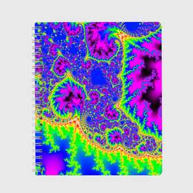 Тетрадь с принтом NEON&ACID в Петрозаводске, 100% бумага | 48 листов, плотность листов — 60 г/м2, плотность картонной обложки — 250 г/м2. Листы скреплены сбоку удобной пружинной спиралью. Уголки страниц и обложки скругленные. Цвет линий — светло-серый
 | abstract | abstraction | texture | абстракция | геометрия | иллюзия | обман зрения | оптический узор | текстура