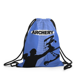 Рюкзак-мешок 3D с принтом Archery в Петрозаводске, 100% полиэстер | плотность ткани — 200 г/м2, размер — 35 х 45 см; лямки — толстые шнурки, застежка на шнуровке, без карманов и подкладки | Тематика изображения на принте: archer | archery | bow | bow hunter | bowhunter | лук | лучник | стрельба из лука