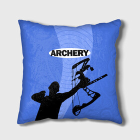 Подушка 3D с принтом Archery в Петрозаводске, наволочка – 100% полиэстер, наполнитель – холлофайбер (легкий наполнитель, не вызывает аллергию). | состоит из подушки и наволочки. Наволочка на молнии, легко снимается для стирки | archer | archery | bow | bow hunter | bowhunter | лук | лучник | стрельба из лука