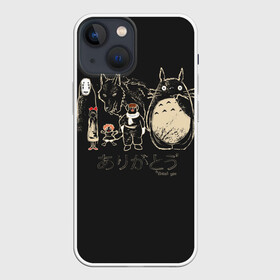 Чехол для iPhone 13 mini с принтом My Neighbor Totoro группа на черном в Петрозаводске,  |  | anime | hayao miyazaki | japanese | meme | miyazaki | piano | studio ghibli | tokyo | totoro | гибли | котобус | мой | сосед | сусуватари | тонари | тоторо | хаяо миядзаки