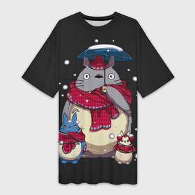 Платье-футболка 3D с принтом My Neighbor Totoro зонт от снега в Петрозаводске,  |  | Тематика изображения на принте: anime | hayao miyazaki | japanese | meme | miyazaki | piano | studio ghibli | tokyo | totoro | гибли | котобус | мой | сосед | сусуватари | тонари | тоторо | хаяо миядзаки