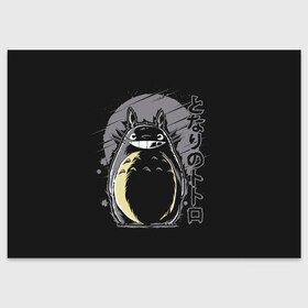 Поздравительная открытка с принтом Totoro в Петрозаводске, 100% бумага | плотность бумаги 280 г/м2, матовая, на обратной стороне линовка и место для марки
 | anime | hayao miyazaki | japanese | meme | miyazaki | piano | studio ghibli | tokyo | totoro | гибли | котобус | мой | сосед | сусуватари | тонари | тоторо | хаяо миядзаки