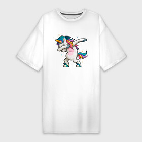 Платье-футболка хлопок с принтом Единорог в Петрозаводске,  |  | art | cap | dab | rainbow unicorn | stars | unicorn | арт | единорог | звезды | кепка | радужный единорог