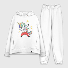 Женский костюм хлопок Oversize с принтом Единорог в Петрозаводске,  |  | art | dab | love candy | rainbow unicorn | stars | unicorn | арт | единорог | звезды | радужный единорог