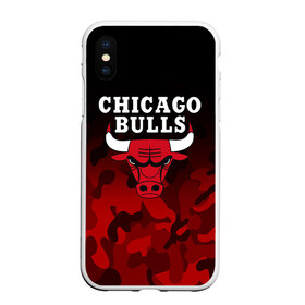 Чехол для iPhone XS Max матовый с принтом CHICAGO BULLS в Петрозаводске, Силикон | Область печати: задняя сторона чехла, без боковых панелей | bulls | chicago | chicago bulls | nba | red bulls | usa | америка | быки | нба | сша | чикаго буллс