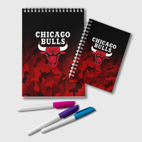 Блокнот с принтом CHICAGO BULLS в Петрозаводске, 100% бумага | 48 листов, плотность листов — 60 г/м2, плотность картонной обложки — 250 г/м2. Листы скреплены удобной пружинной спиралью. Цвет линий — светло-серый
 | Тематика изображения на принте: bulls | chicago | chicago bulls | nba | red bulls | usa | америка | быки | нба | сша | чикаго буллс