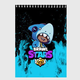 Скетчбук с принтом Brawl Stars LEON SHARK в Петрозаводске, 100% бумага
 | 48 листов, плотность листов — 100 г/м2, плотность картонной обложки — 250 г/м2. Листы скреплены сверху удобной пружинной спиралью | 8 bit | 8 бит | brawl | brawl stars | crow | leon | shark | stars | акула | бравл | бравл старс | браво старс | игра | компьютерная | кров | леон | леон акула | онлайн | старс | шарк