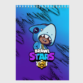 Скетчбук с принтом Brawl Stars LEON SHARK в Петрозаводске, 100% бумага
 | 48 листов, плотность листов — 100 г/м2, плотность картонной обложки — 250 г/м2. Листы скреплены сверху удобной пружинной спиралью | 8 bit | 8 бит | brawl | brawl stars | crow | leon | shark | stars | акула | бравл | бравл старс | браво старс | игра | компьютерная | кров | леон | леон акула | онлайн | старс | шарк