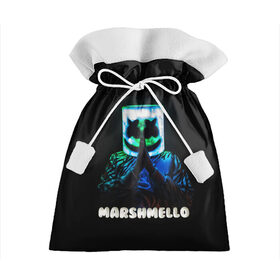 Подарочный 3D мешок с принтом Marshmello в Петрозаводске, 100% полиэстер | Размер: 29*39 см | marshmello | диджей | клуб | клубная музыка | маршмеллоу | маршмэлло | маршмэллоу | музыка | электронная