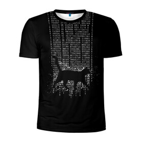 Мужская футболка 3D спортивная с принтом Matrix cat в Петрозаводске, 100% полиэстер с улучшенными характеристиками | приталенный силуэт, круглая горловина, широкие плечи, сужается к линии бедра | matrix | андерсон | всемогущий | дежавю | киану | код | кот | матрица | поверь | ривз | себя | томас