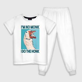 Детская пижама хлопок с принтом Гусь Хонк в Петрозаводске, 100% хлопок |  брюки и футболка прямого кроя, без карманов, на брюках мягкая резинка на поясе и по низу штанин
 | goose | honk | гуси | гусь | хонк