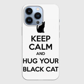 Чехол для iPhone 13 Pro с принтом Обними своего черного кота в Петрозаводске,  |  | black cat | cat | keep calm | кип калм | парные | подарок | черный кот