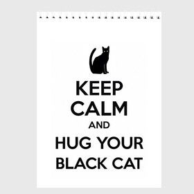 Скетчбук с принтом Обними своего черного кота в Петрозаводске, 100% бумага
 | 48 листов, плотность листов — 100 г/м2, плотность картонной обложки — 250 г/м2. Листы скреплены сверху удобной пружинной спиралью | Тематика изображения на принте: black cat | cat | keep calm | кип калм | парные | подарок | черный кот