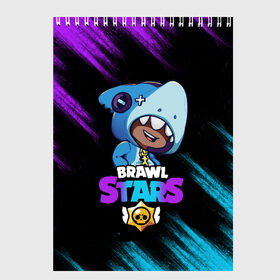 Скетчбук с принтом Brawl Stars LEON SHARK в Петрозаводске, 100% бумага
 | 48 листов, плотность листов — 100 г/м2, плотность картонной обложки — 250 г/м2. Листы скреплены сверху удобной пружинной спиралью | 8 bit | 8 бит | brawl | brawl stars | crow | leon | shark | stars | акула | бравл | бравл старс | браво старс | игра | компьютерная | кров | леон | леон акула | онлайн | старс | шарк