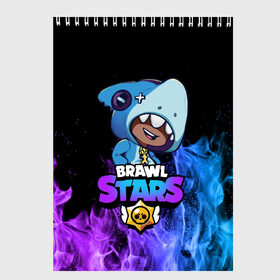 Скетчбук с принтом Brawl Stars LEON SHARK в Петрозаводске, 100% бумага
 | 48 листов, плотность листов — 100 г/м2, плотность картонной обложки — 250 г/м2. Листы скреплены сверху удобной пружинной спиралью | 8 bit | 8 бит | brawl | brawl stars | crow | leon | shark | stars | акула | бравл | бравл старс | браво старс | игра | компьютерная | кров | леон | леон акула | онлайн | старс | шарк