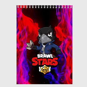 Скетчбук с принтом Brawl Stars CROW в Петрозаводске, 100% бумага
 | 48 листов, плотность листов — 100 г/м2, плотность картонной обложки — 250 г/м2. Листы скреплены сверху удобной пружинной спиралью | 8 bit | 8 бит | brawl | brawl stars | crow | leon | shark | stars | акула | бравл | бравл старс | браво старс | игра | компьютерная | кров | леон | леон акула | онлайн | старс | шарк