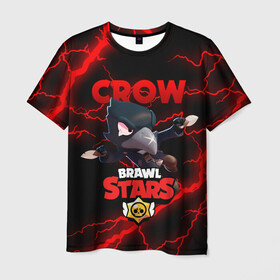 Мужская футболка 3D с принтом  BRAWL STARS CROW | БРАВЛ СТАРС ЛЕОН в Петрозаводске, 100% полиэфир | прямой крой, круглый вырез горловины, длина до линии бедер | brawl stars | crow | leon | leon shark | sally leon | shark | stars | акула | берли | ворон | леон | леон акула | спайк | эль примо