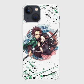 Чехол для iPhone 13 mini с принтом Брызги красок Demon Slayer в Петрозаводске,  |  | abstraction | demon slayer | geometry | kimetsu no yaiba | nezuko | shinobu | slayer | tanjiro | zenitsu | абстракция | геометрия | гию томиока | зенитсу | зенитцу | иноске хашибира | клинок рассекающий демонов | не | незуко | неон | соты | 