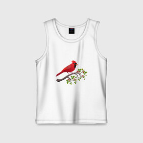 Детская майка хлопок с принтом Красный кардинал в Петрозаводске,  |  | cardinalis cardinalis | красный кардинал | новогодняя птица | птица | птичка | рождественская птица