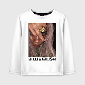 Детский лонгслив хлопок с принтом BILLIE EILISH в Петрозаводске, 100% хлопок | круглый вырез горловины, полуприлегающий силуэт, длина до линии бедер | ayelish | bad guy | bellyache | bilie eilish | bilie elish | billie | billie eilish | eilish | electronic | elish | music | били айлиш | билли айлиш | эйлиш | элиш