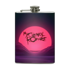 Фляга с принтом MCR Logo в Петрозаводске, металлический корпус | емкость 0,22 л, размер 125 х 94 мм. Виниловая наклейка запечатывается полностью | 2007 | chemical | emo | logo | mcr | rock | romance | вокалист | группа | джерард | лого | рок | уэйн | эмо