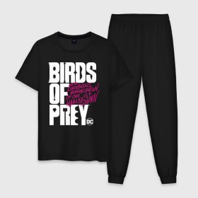 Мужская пижама хлопок с принтом Birds of Prey logo в Петрозаводске, 100% хлопок | брюки и футболка прямого кроя, без карманов, на брюках мягкая резинка на поясе и по низу штанин
 | birds of prey | harley quinn | марго робби | потрясающая история харли квин | харли квин | хищные птицы