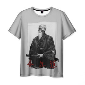 Мужская футболка 3D с принтом Морихэй Уэсиба в Петрозаводске, 100% полиэфир | прямой крой, круглый вырез горловины, длина до линии бедер | aikido | аикидо | айкидо | восточные единоборства | единоборства | морихей уэсиба