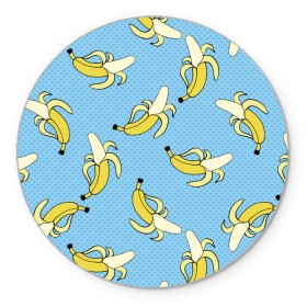 Коврик для мышки круглый с принтом Banana art в Петрозаводске, резина и полиэстер | круглая форма, изображение наносится на всю лицевую часть | banana | pop art | банан | бананы | поп арт
